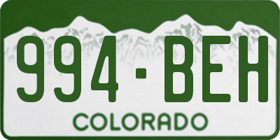 CO license plate 994BEH
