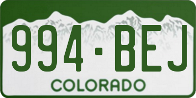 CO license plate 994BEJ