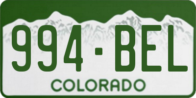 CO license plate 994BEL
