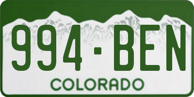CO license plate 994BEN