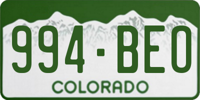CO license plate 994BEO