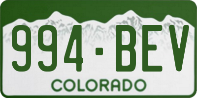 CO license plate 994BEV