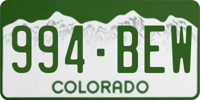 CO license plate 994BEW