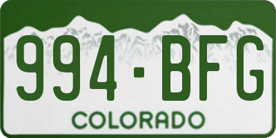 CO license plate 994BFG