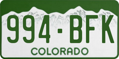CO license plate 994BFK