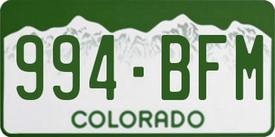 CO license plate 994BFM