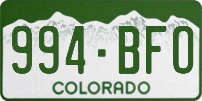 CO license plate 994BFO