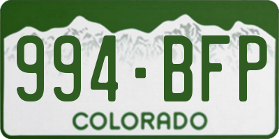 CO license plate 994BFP