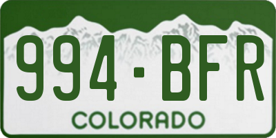 CO license plate 994BFR