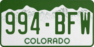 CO license plate 994BFW