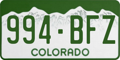 CO license plate 994BFZ
