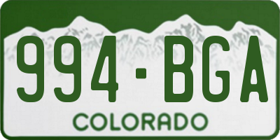 CO license plate 994BGA