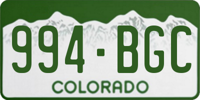 CO license plate 994BGC