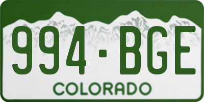 CO license plate 994BGE