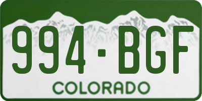 CO license plate 994BGF