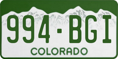 CO license plate 994BGI