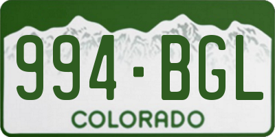 CO license plate 994BGL