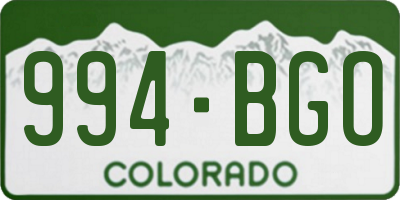 CO license plate 994BGO