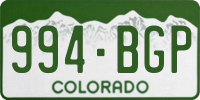 CO license plate 994BGP