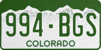 CO license plate 994BGS