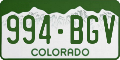 CO license plate 994BGV