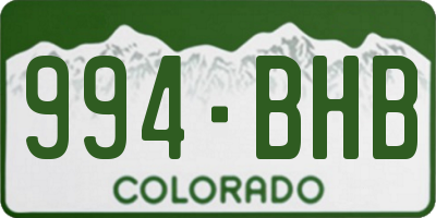 CO license plate 994BHB