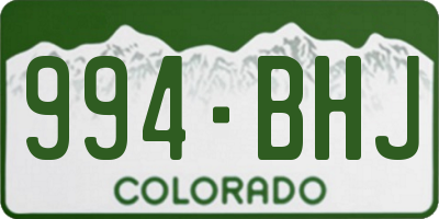 CO license plate 994BHJ