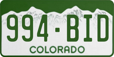 CO license plate 994BID