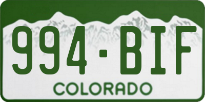 CO license plate 994BIF