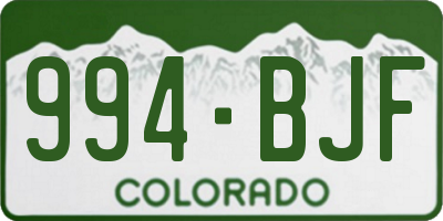 CO license plate 994BJF