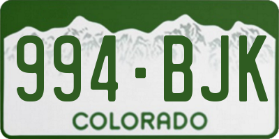 CO license plate 994BJK