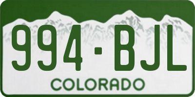 CO license plate 994BJL
