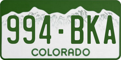 CO license plate 994BKA