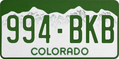 CO license plate 994BKB