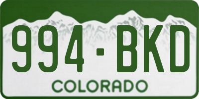 CO license plate 994BKD