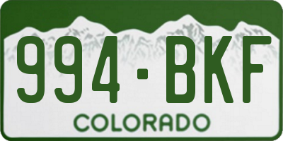 CO license plate 994BKF