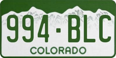 CO license plate 994BLC