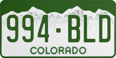 CO license plate 994BLD