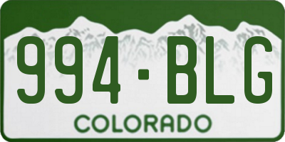 CO license plate 994BLG