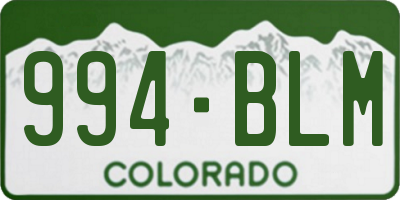 CO license plate 994BLM