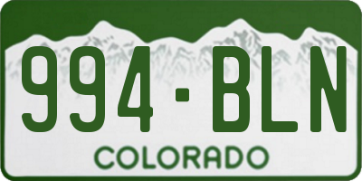 CO license plate 994BLN