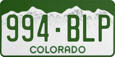 CO license plate 994BLP