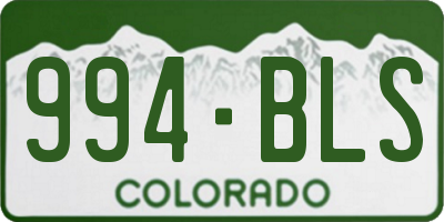 CO license plate 994BLS
