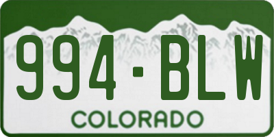 CO license plate 994BLW