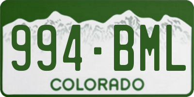CO license plate 994BML