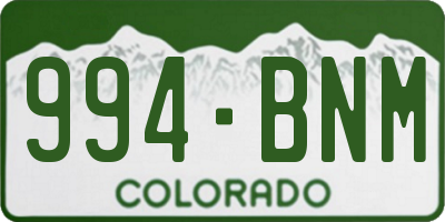CO license plate 994BNM