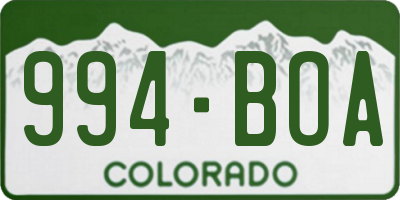 CO license plate 994BOA