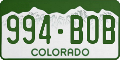 CO license plate 994BOB