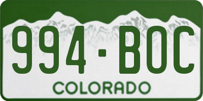 CO license plate 994BOC
