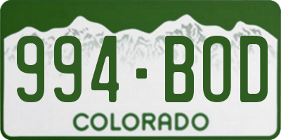 CO license plate 994BOD